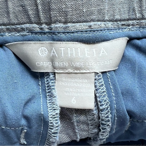 Athleta Blue Cabo Linen Wide-Leg Pants 6 - Picture 2 of 6